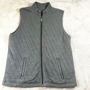 Mizzen + Main Quilted Vest‎ Mens Medium Gray Full Zip Belson Casual Golf Golfer